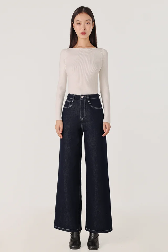 BACKSTREET DENIM CONTRAST STITCH STRAIGHT LEG JEANS - PETITE