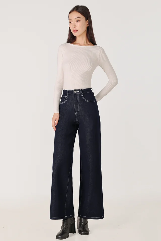 BACKSTREET DENIM CONTRAST STITCH STRAIGHT LEG JEANS - PETITE