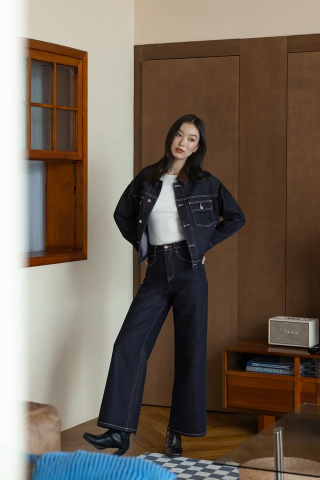BACKSTREET DENIM CONTRAST STITCH STRAIGHT LEG JEANS - TALL