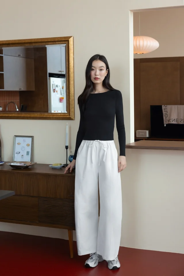 HARLOW BARREL DRAWSTRING PANTS - REGULAR (WHITE)