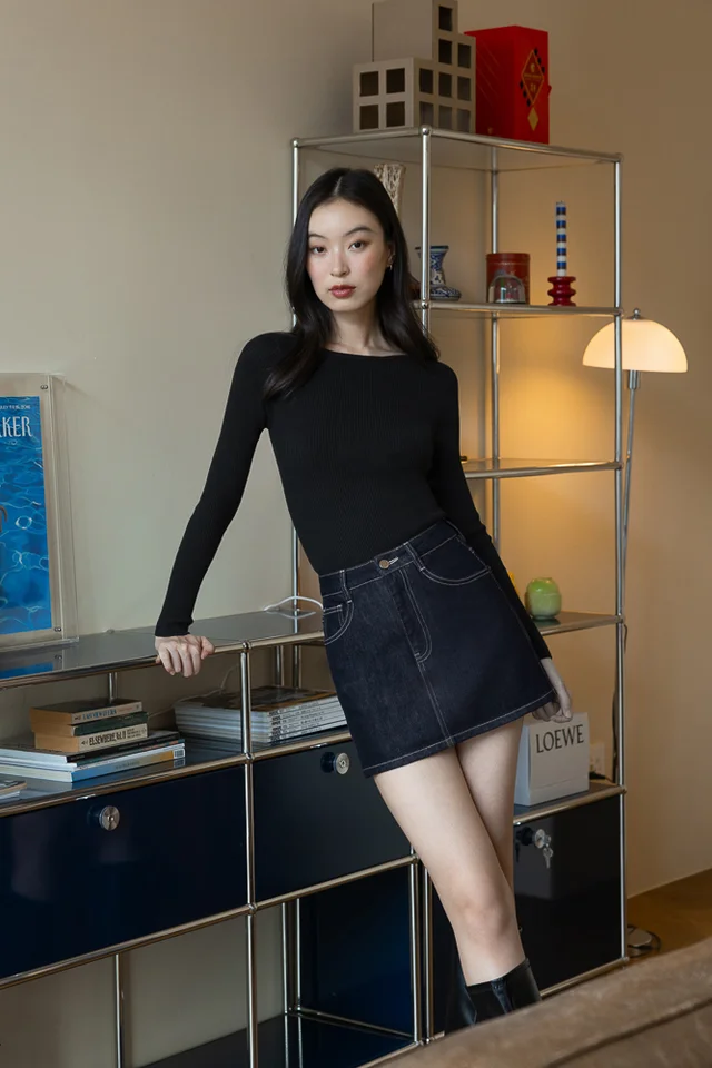 BACKSTREET DENIM CONTRAST STITCH SKORTS
