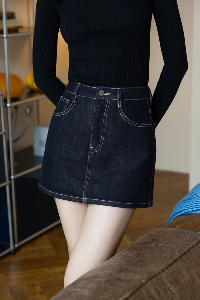 BACKSTREET DENIM CONTRAST STITCH SKORTS