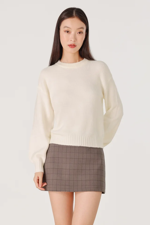 MAREEN CREW NECK COSY KNIT SWEATER (WHITE)