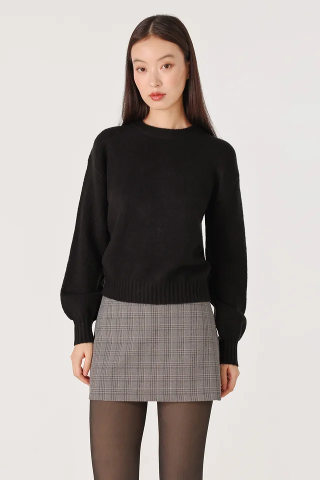 MAREEN CREW NECK COSY KNIT SWEATER (BLACK)