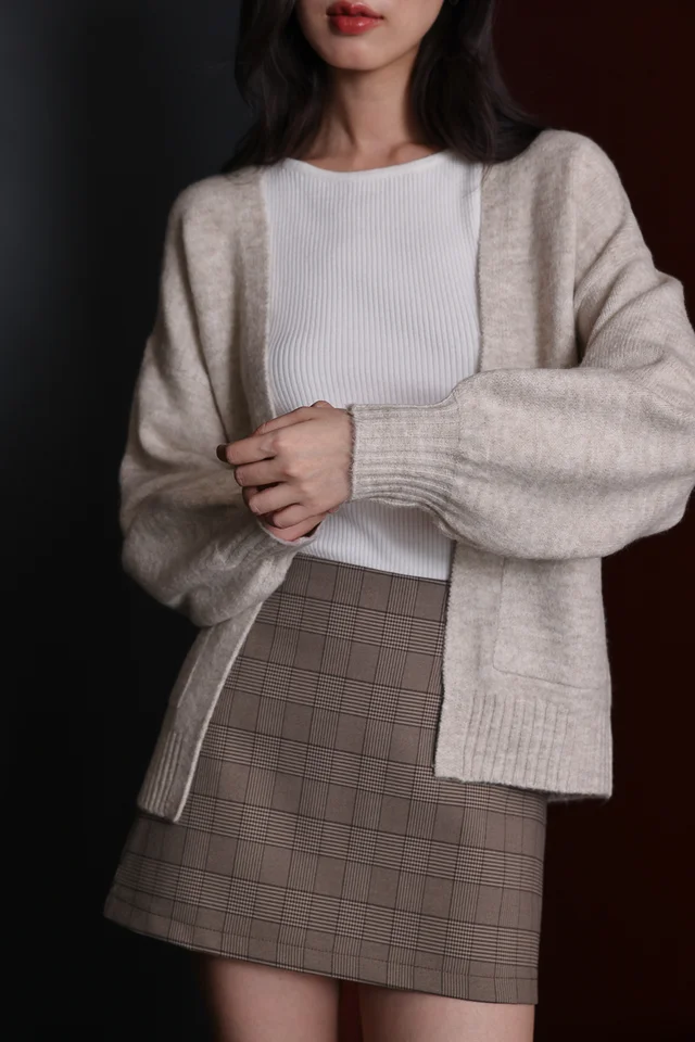 EILENA POCKET SLOUCHY KNIT CARDIGAN (HEATHER OAT)