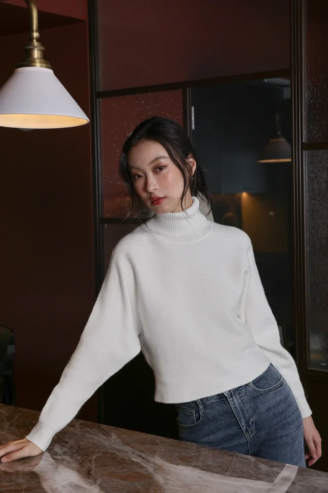 JACIELLA SLOUCHY TURTLE NECK LONG SLEEVE SWEATER (OFF-WHITE)