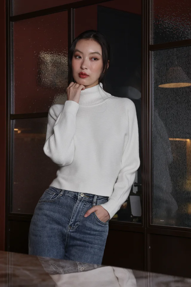 JACIELLA SLOUCHY TURTLE NECK LONG SLEEVE SWEATER (OFF-WHITE)