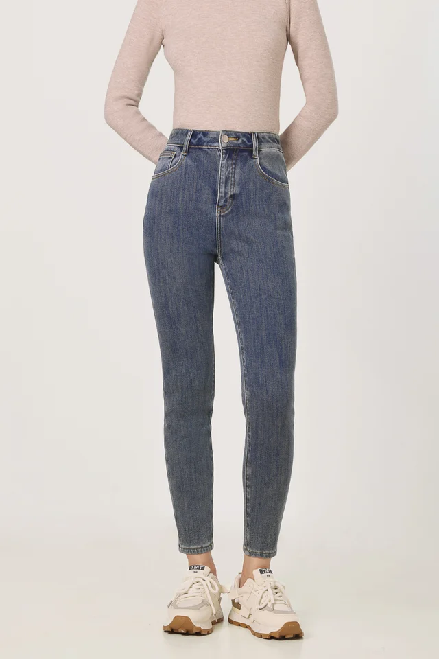 HEAT HUGGER THERMAL FLEECE SKINNY DENIM JEANS - REGULAR (LIGHT WASHED)