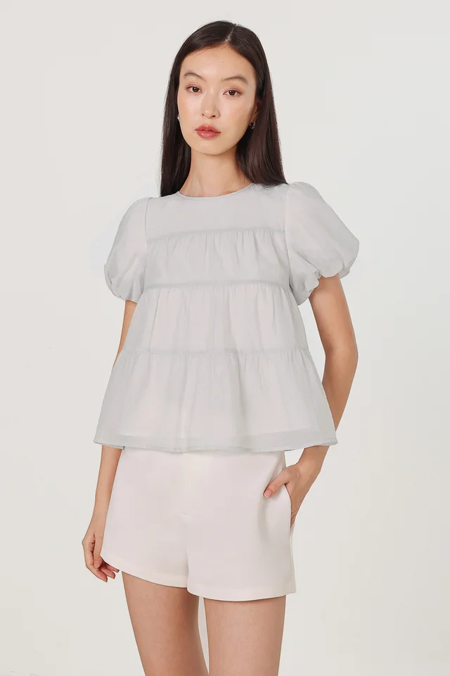 VELISSE CLOUD SLEEVE TIERED BABYDOLL TOP (MIST)