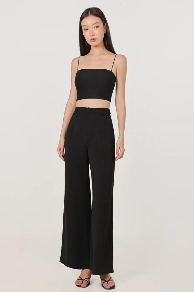 JANETTE LITHE STRAIGHT LEG PANTS - PETITE (BLACK)