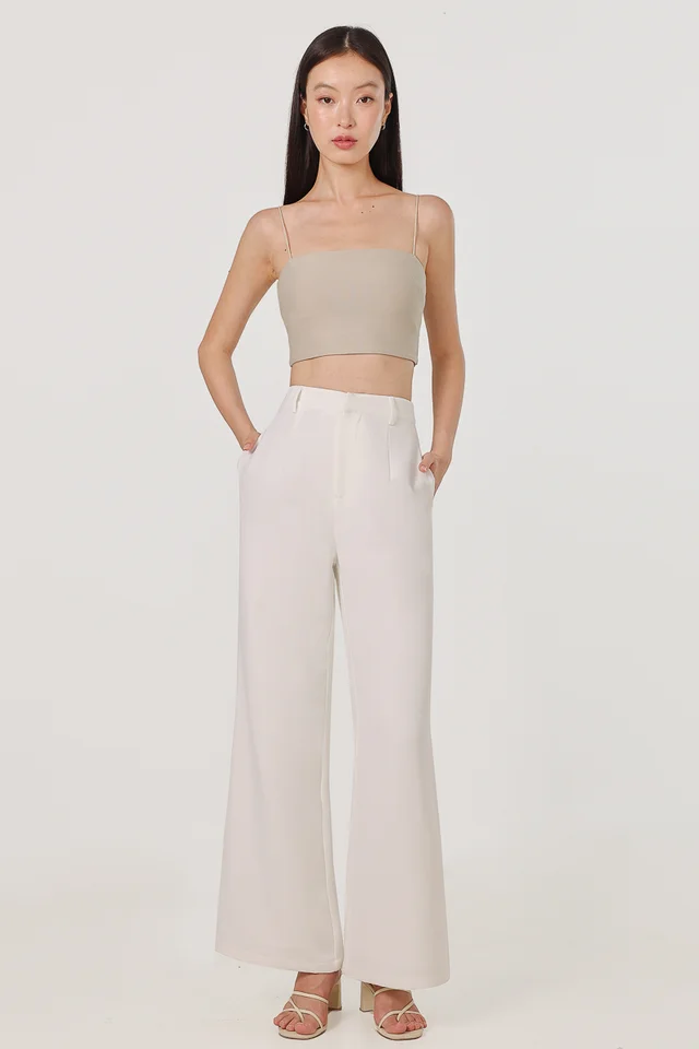 JANETTE LITHE STRAIGHT LEG PANTS - PETITE (WHITE)