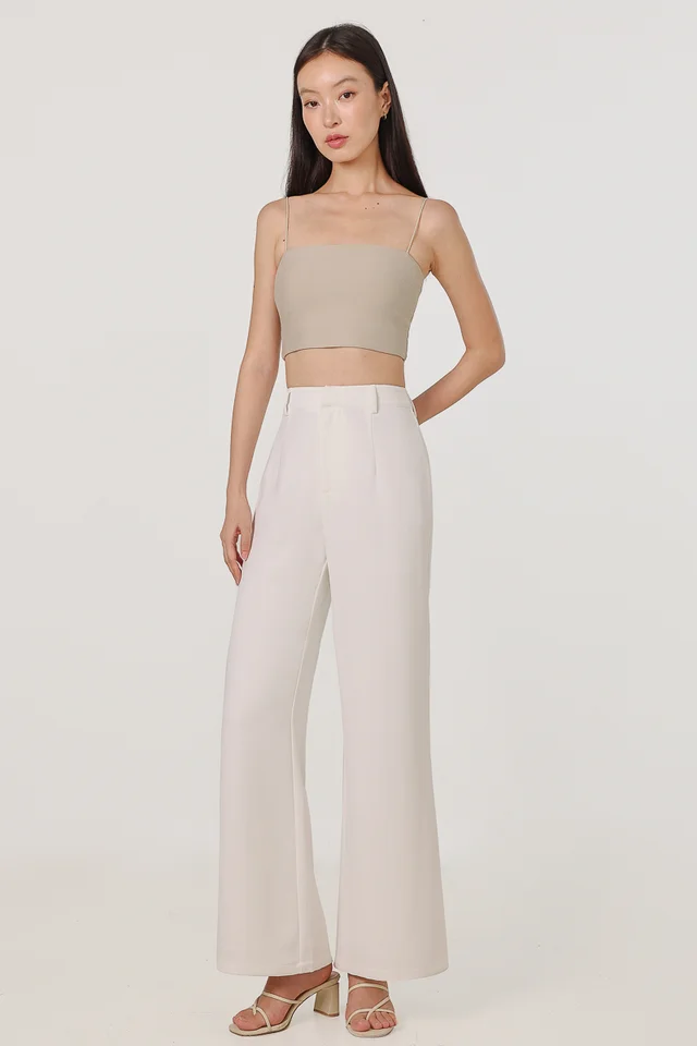 JANETTE LITHE STRAIGHT LEG PANTS - PETITE (WHITE)