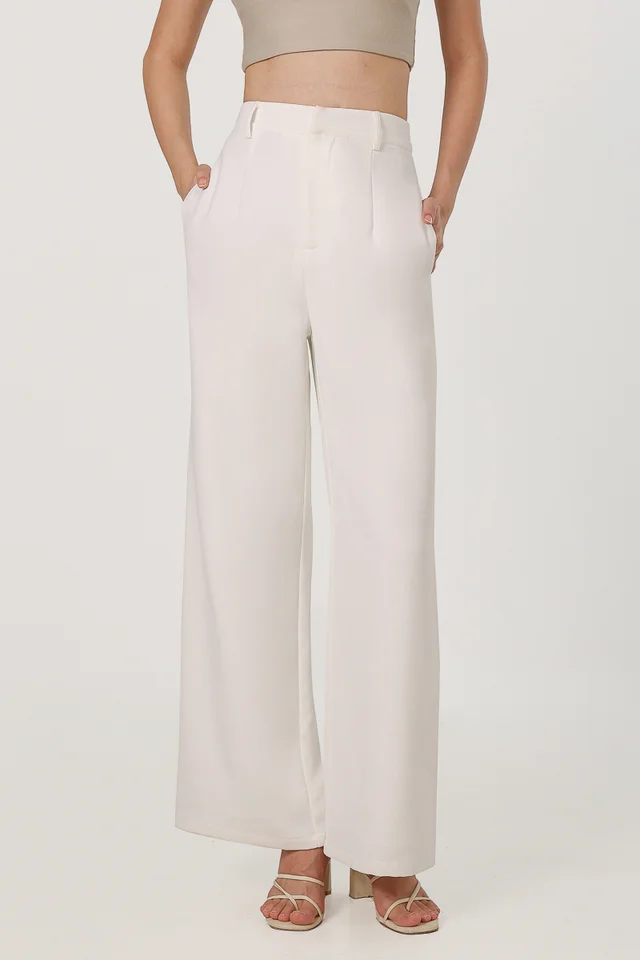 JANETTE LITHE STRAIGHT LEG PANTS - REGULAR (WHITE)