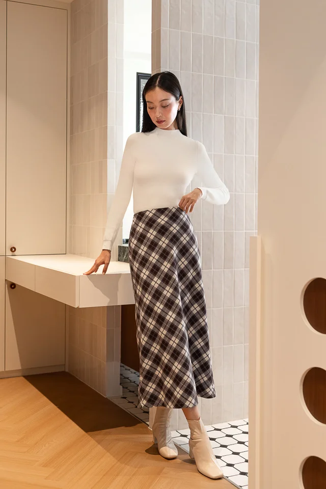 LUNETTE AUTUMN BRUSHED PLAID MAXI SKIRT