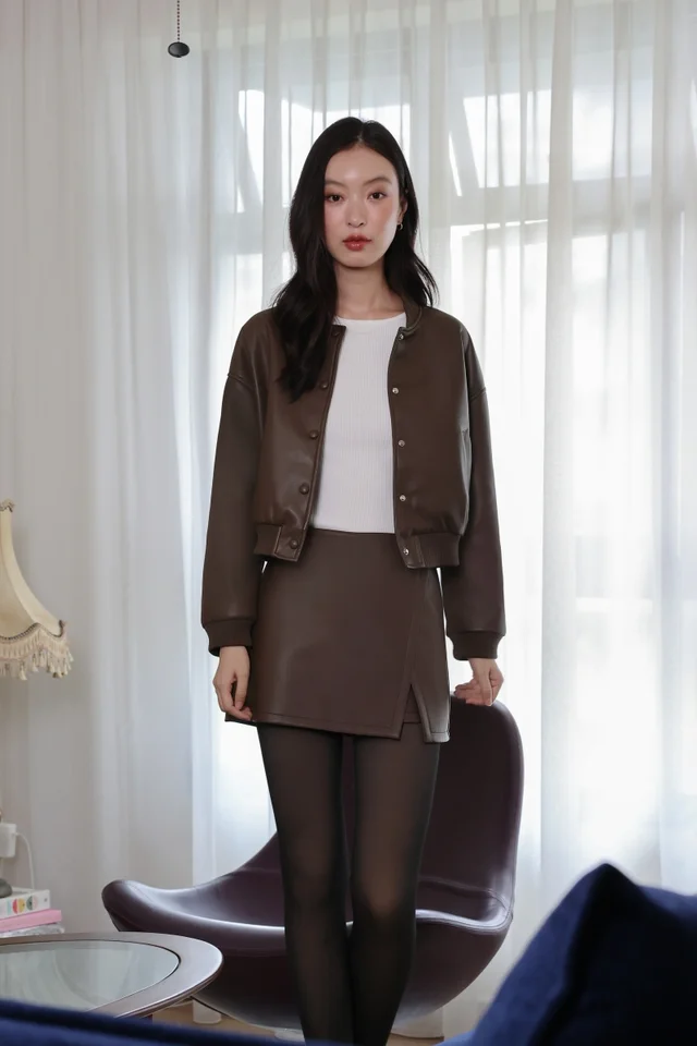 WINIFRED FAUX LEATHER SKORTS SET