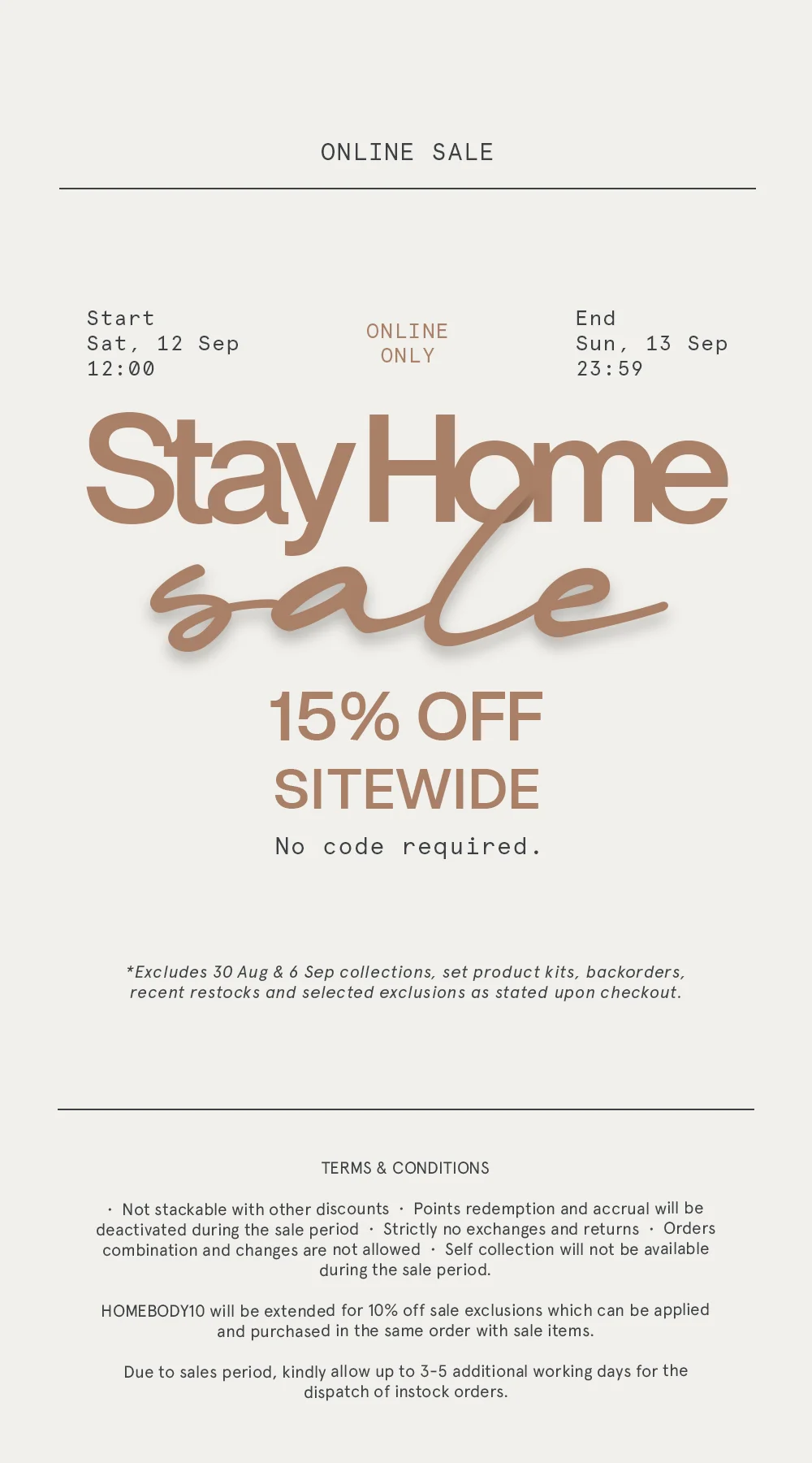 Stay Home Sale