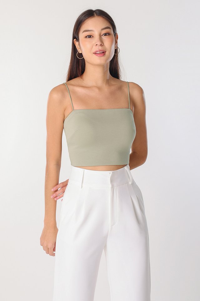 AELLA PADDED CAMI TOP - CROPPED (LIGHT PISTACHIO)