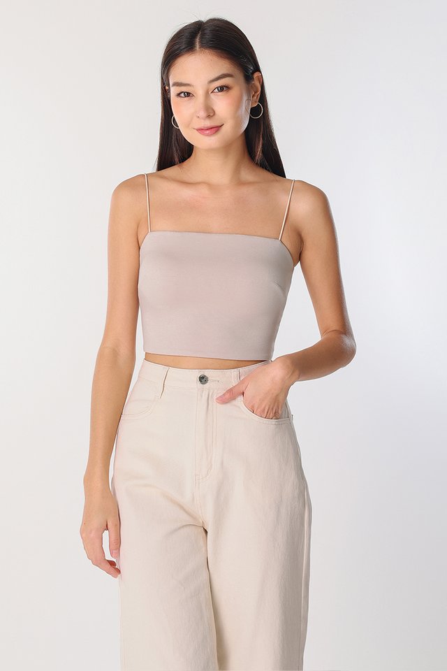 AELLA PADDED CAMI TOP - CROPPED (STONE)