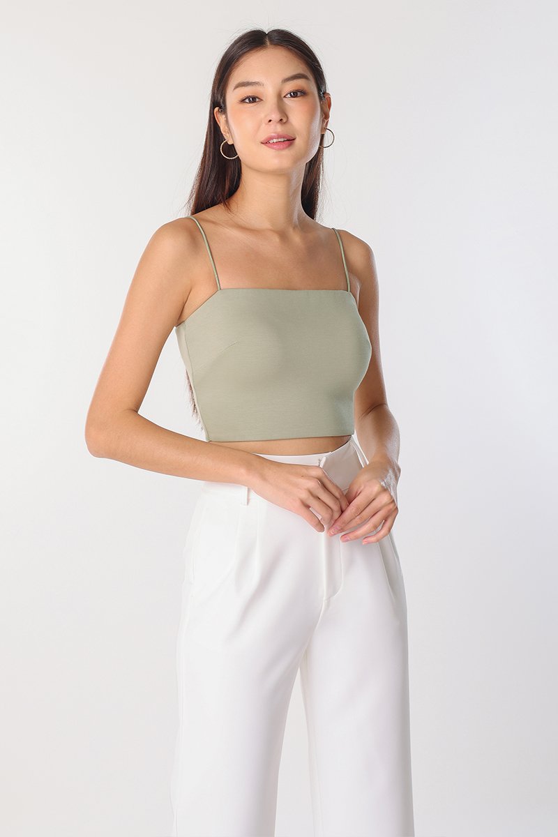 AELLA PADDED CAMI TOP - CROPPED (LIGHT PISTACHIO) | Lovet