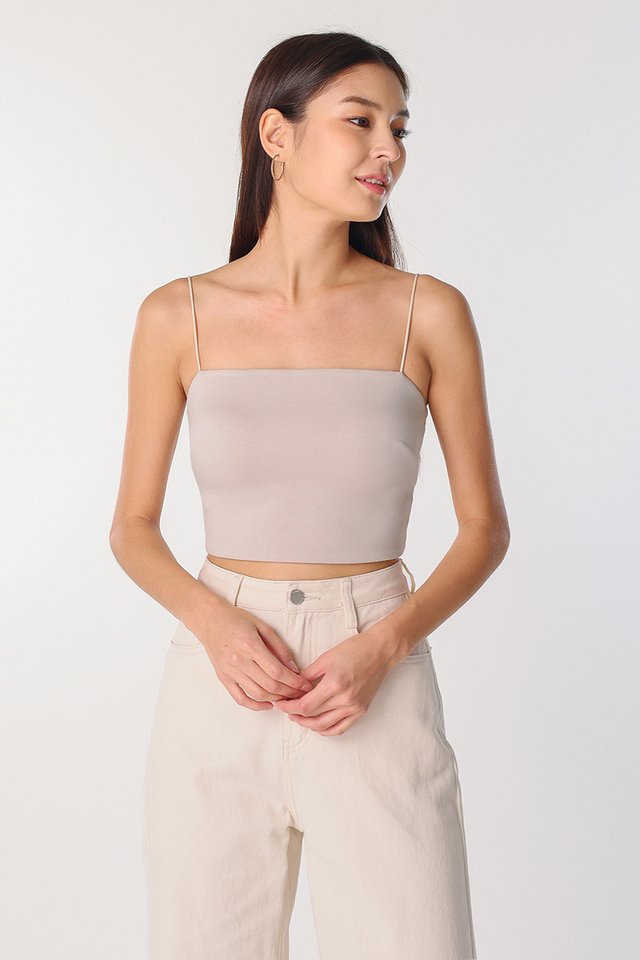 AELLA PADDED CAMI TOP - CROPPED (STONE)
