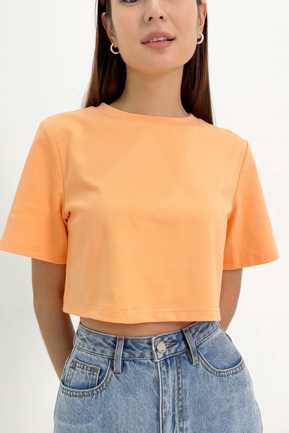 CORA BASIC BOXY CROP TEE (MELON ORANGE)