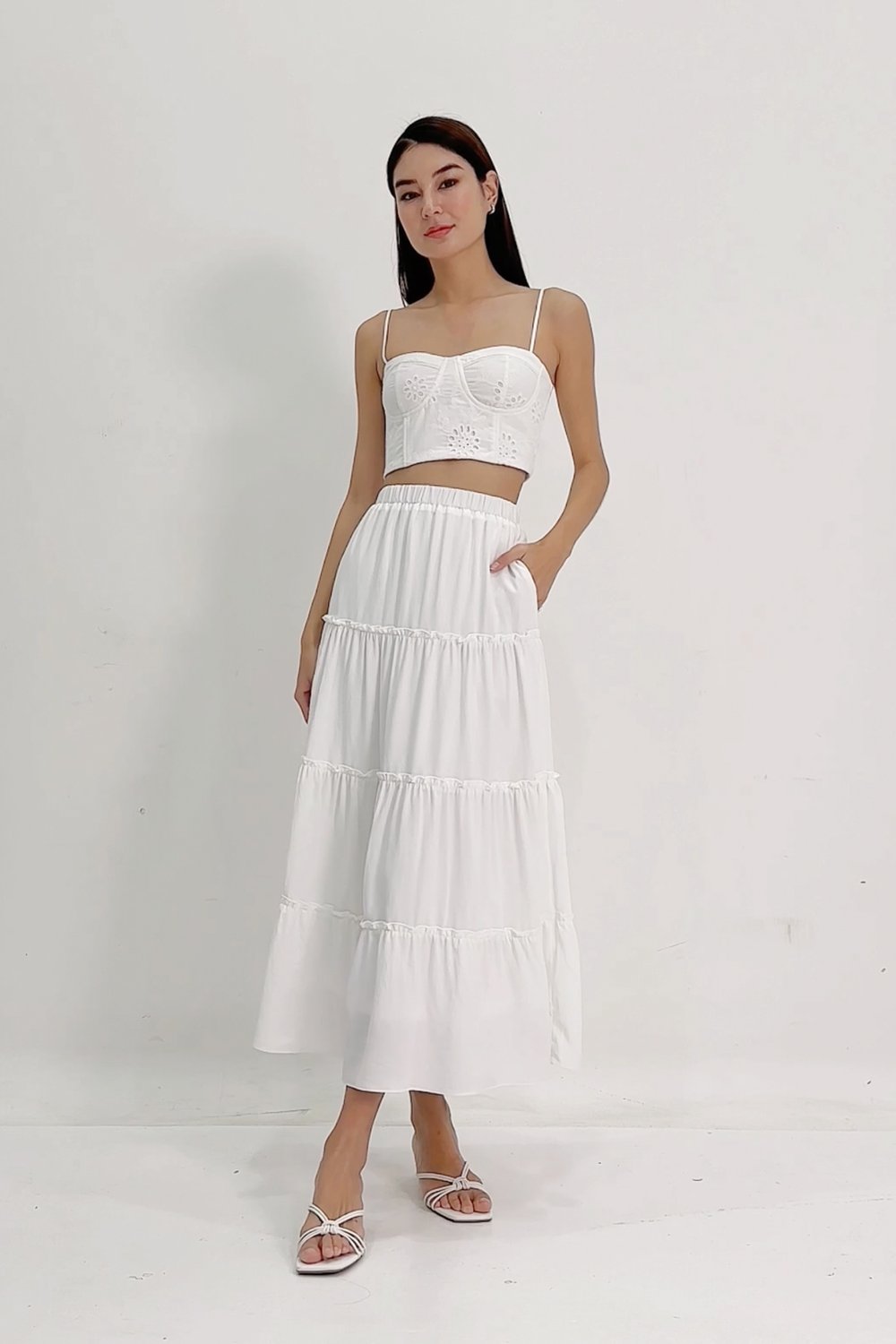 White maxi skirt set sale