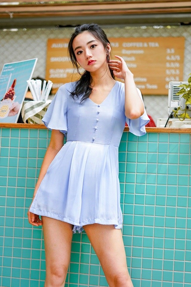 ELLE BUTTON ROMPER #MADEBYLOVET (PERIWINKLE)