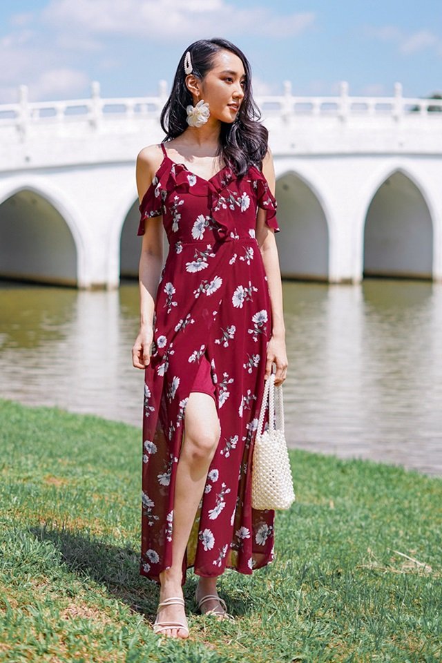 Floral slit maxi top dress