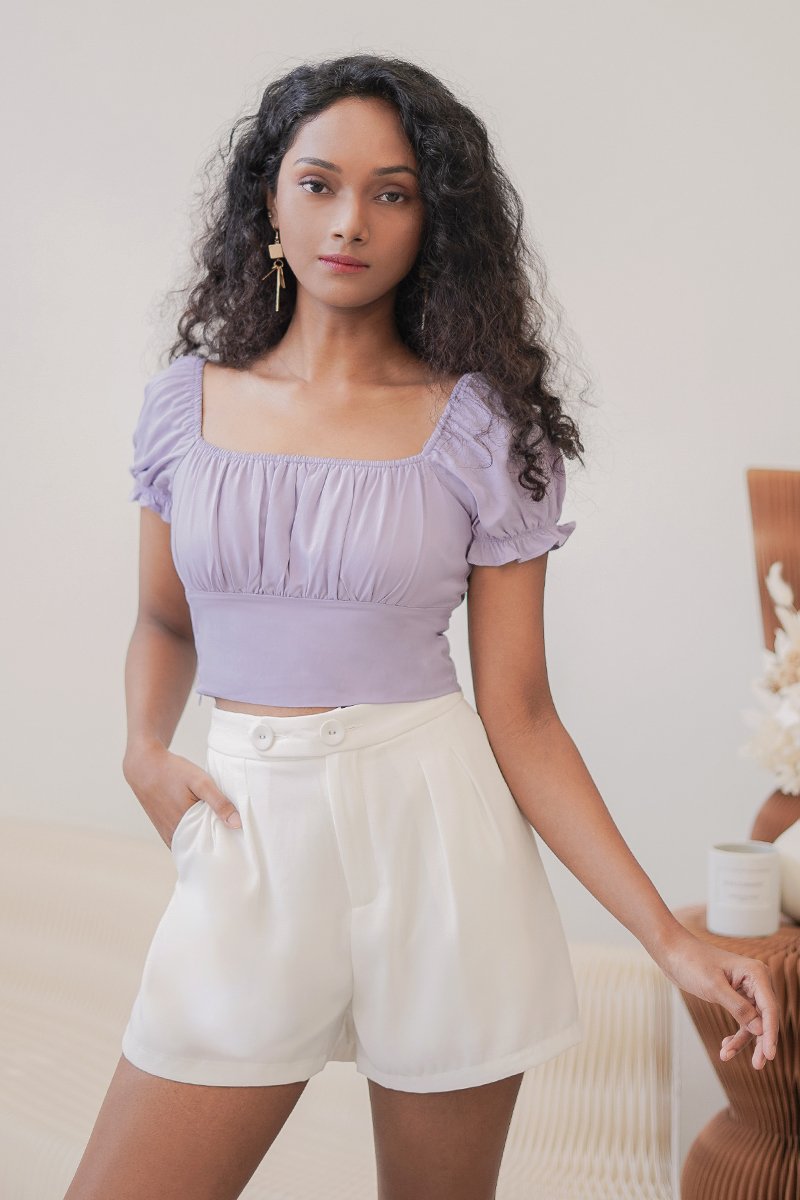 VANESS 2-WAY RUCHED CROP TOP #MADEBYLOVET (LILAC)