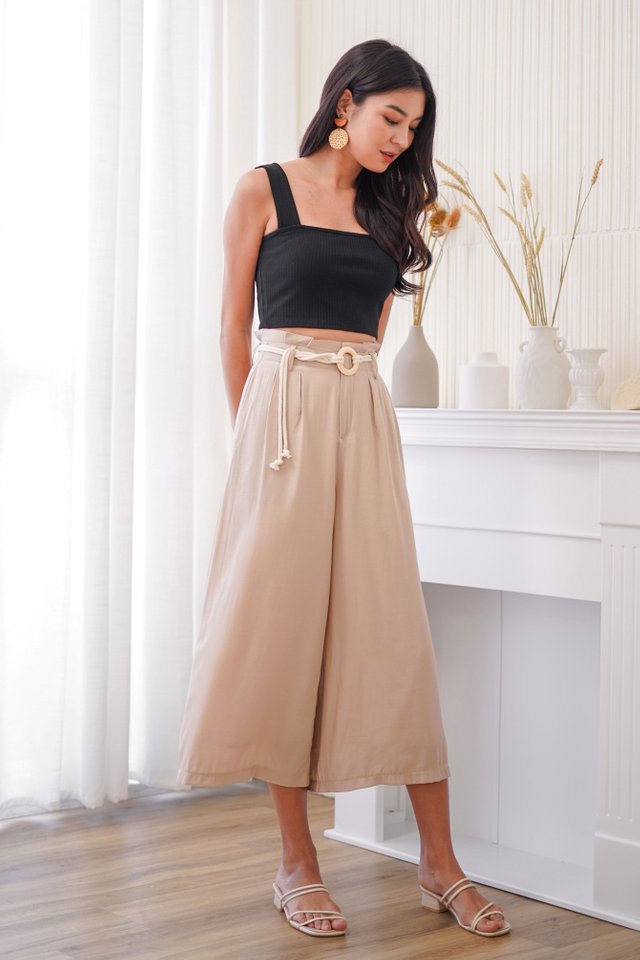 ZOEL HIGH WAIST PALAZZO PANTS WITH ROPE STRING #MADEBYLOVET (SAND) 