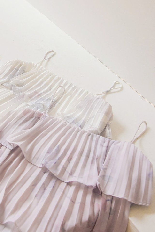 XYLIA TIERED PLEATED FLORAL TOP #MADEBYLOVET (LILAC BLUSH)