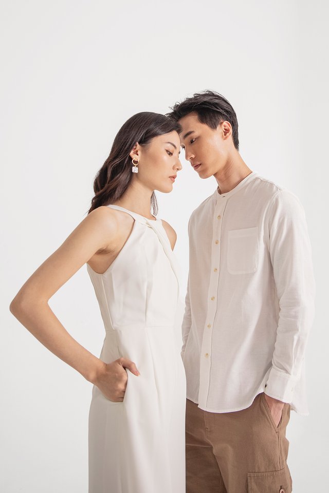 DYLAN MANDARIN COLLAR SHIRT #MADEBYLOVET (WHITE)