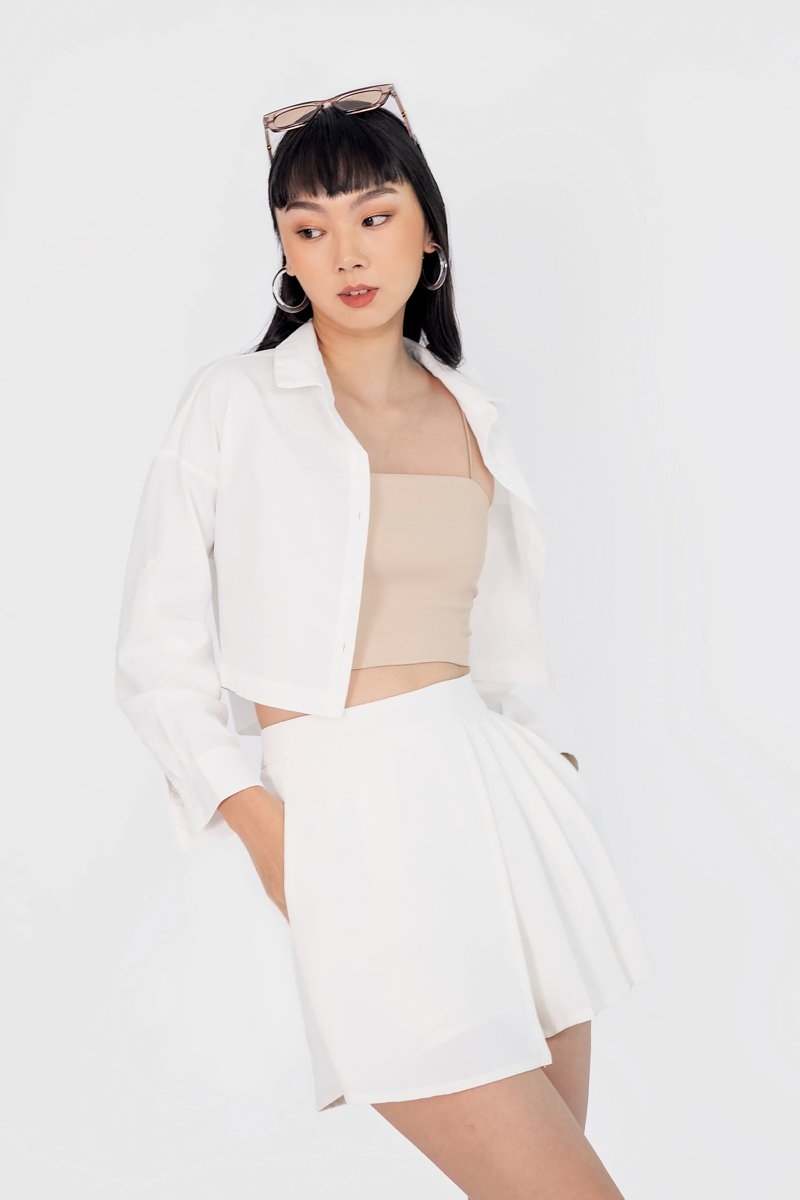 TAYLLEN BOXY CROP SHIRT #MADEBYLOVET (WHITE)