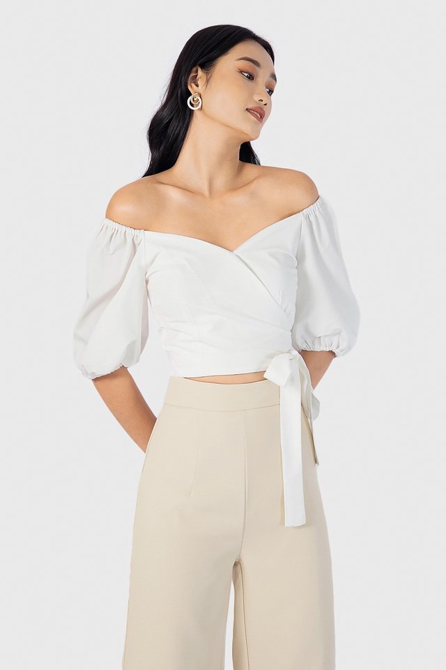 ELIAS WRAP TIE-SASH TOP #MADEBYLOVET (WHITE)