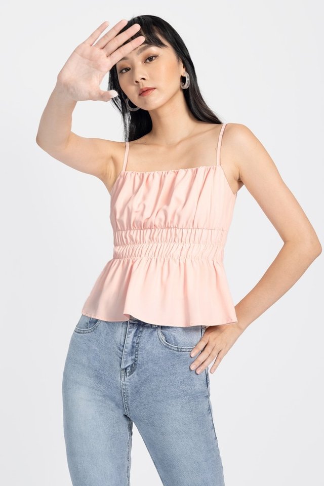 SORA RUCHED PEPLUM TOP #MADEBYLOVET (PEONY PINK)