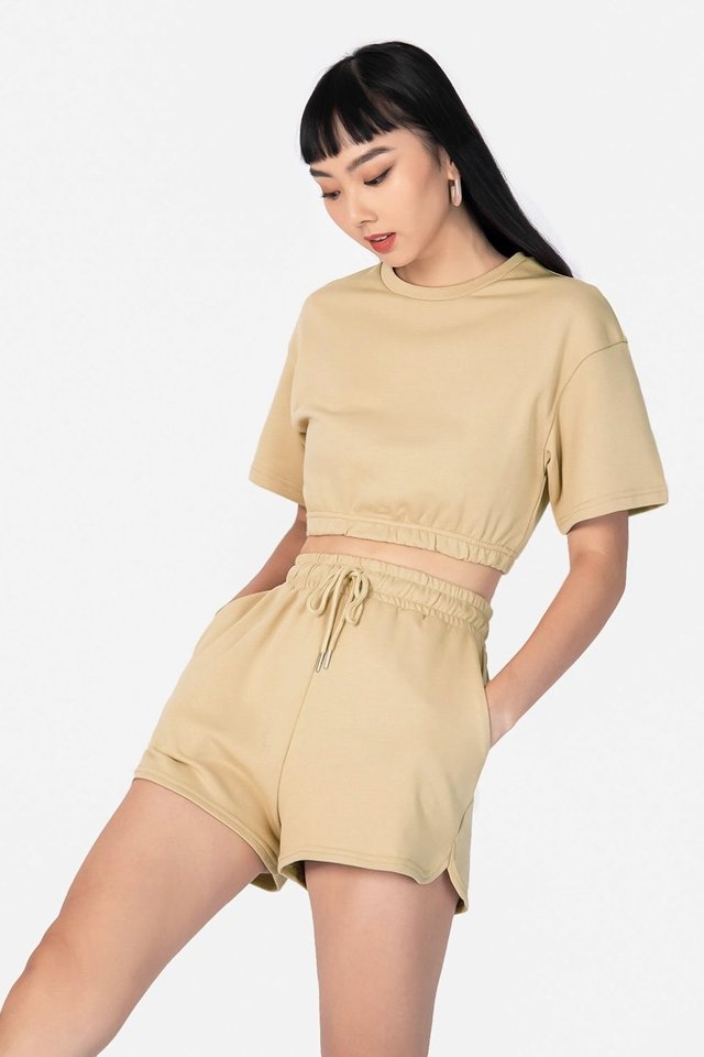 LUNA LOUNGE DRAWSTRING SHORTS #MADEBYLOVET (KHAKI BROWN)