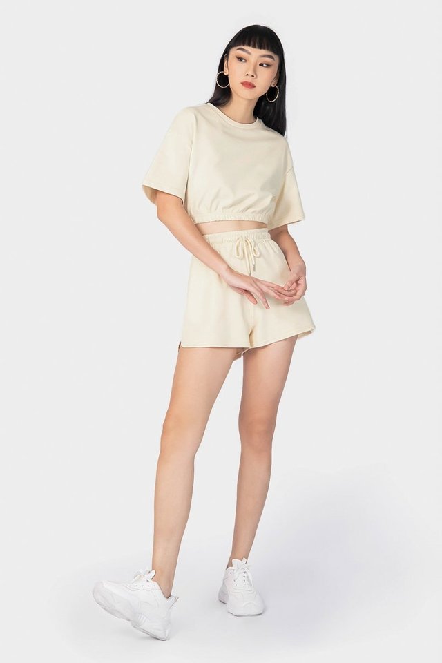 LUNA LOUNGE CROP TOP #MADEBYLOVET (COTTON BEIGE)