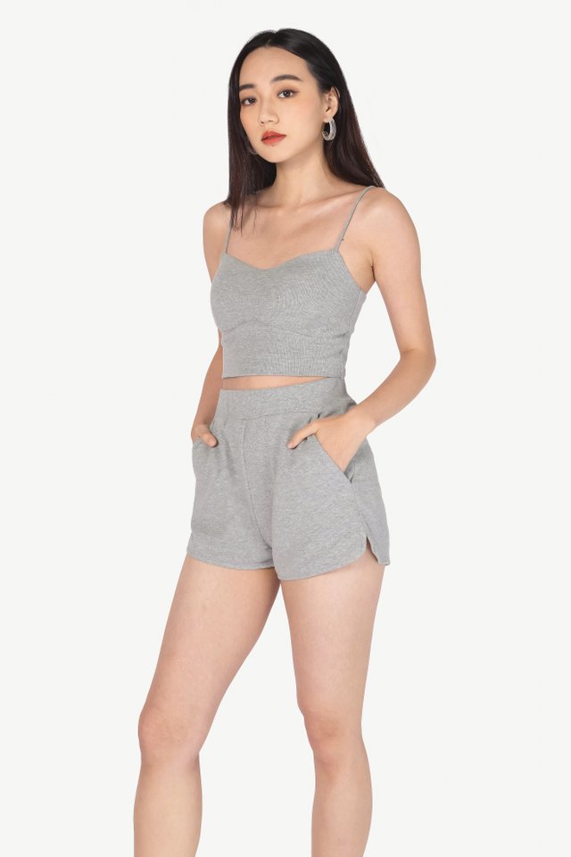 WFH RIBBED LOUNGE SHORTS #MADEBYLOVET (HEATHER GREY)