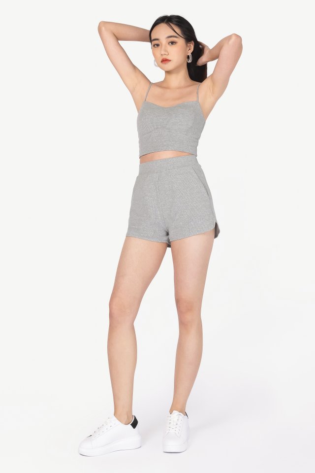 WFH RIBBED LOUNGE SHORTS #MADEBYLOVET (HEATHER GREY)
