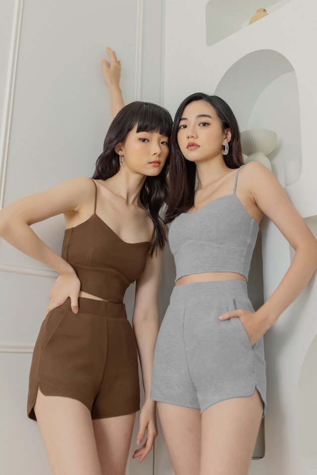 WFH PADDED RIBBED LOUNGE TOP #MADEBYLOVET (CHOCOLATE BROWN)