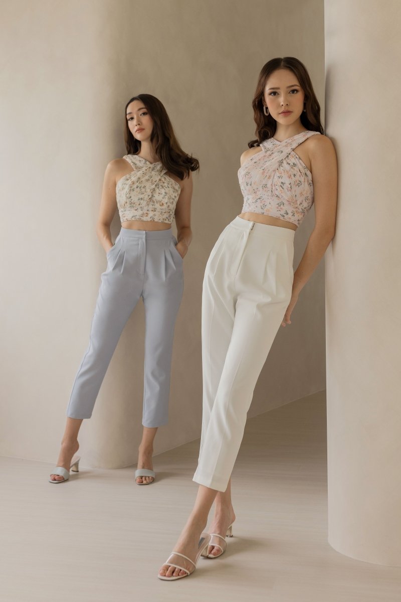 Plus Size Ice Blue High Waist Pants Online in India | Amydus