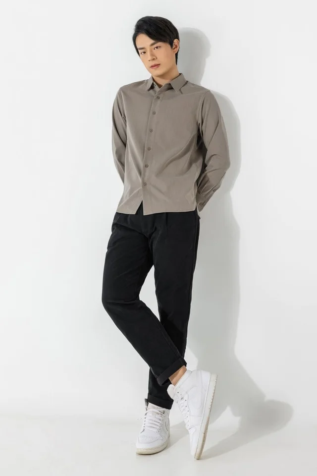PIERRE LONG SLEEVED BUTTON SHIRT #MADEBYLOVET (TAUPE KHAKI)