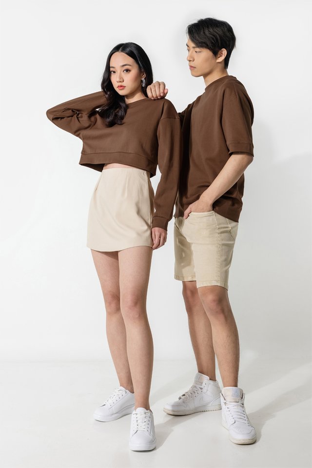 ELAINE JERSEY CROPPED PULLOVER #MADEBYLOVET (CHOCOLATE)