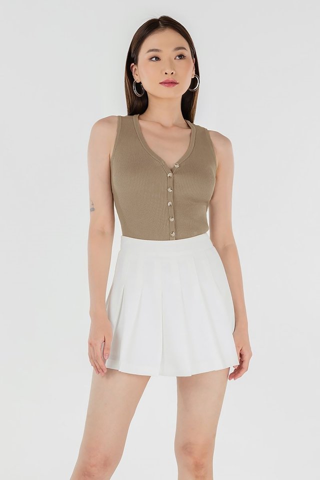 GRETA BUTTON KNIT VEST TOP #MADEBYLOVET (TAN)