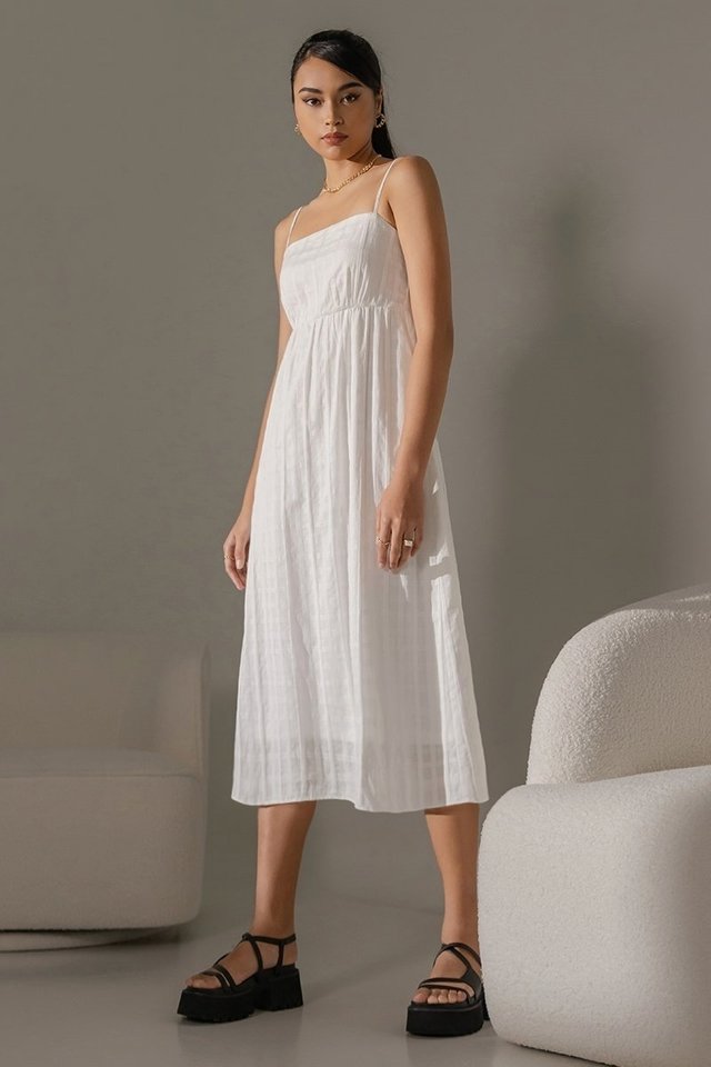 BEATRICE TEXTURED CAMI MIDAXI DRESS #MADEBYLOVET (WHITE)