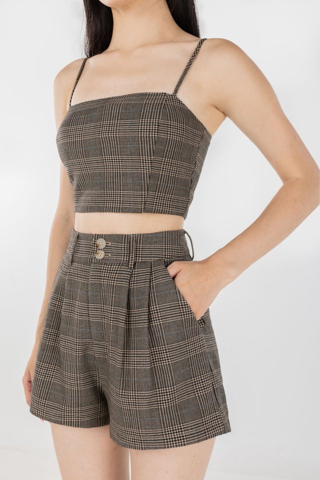 MADISON PATTERNED CAMI PADDED CROP TOP #MADEBYLOVET (PLAID) 