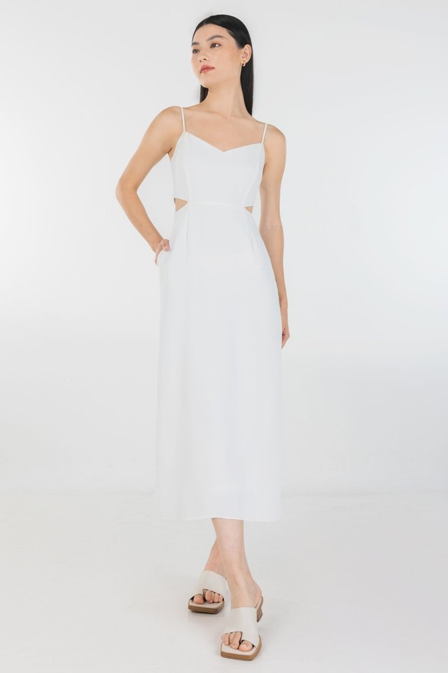 LAURA SIDE CUT-OUT CAMI MAXI DRESS #MADEBYLOVET (WHITE)