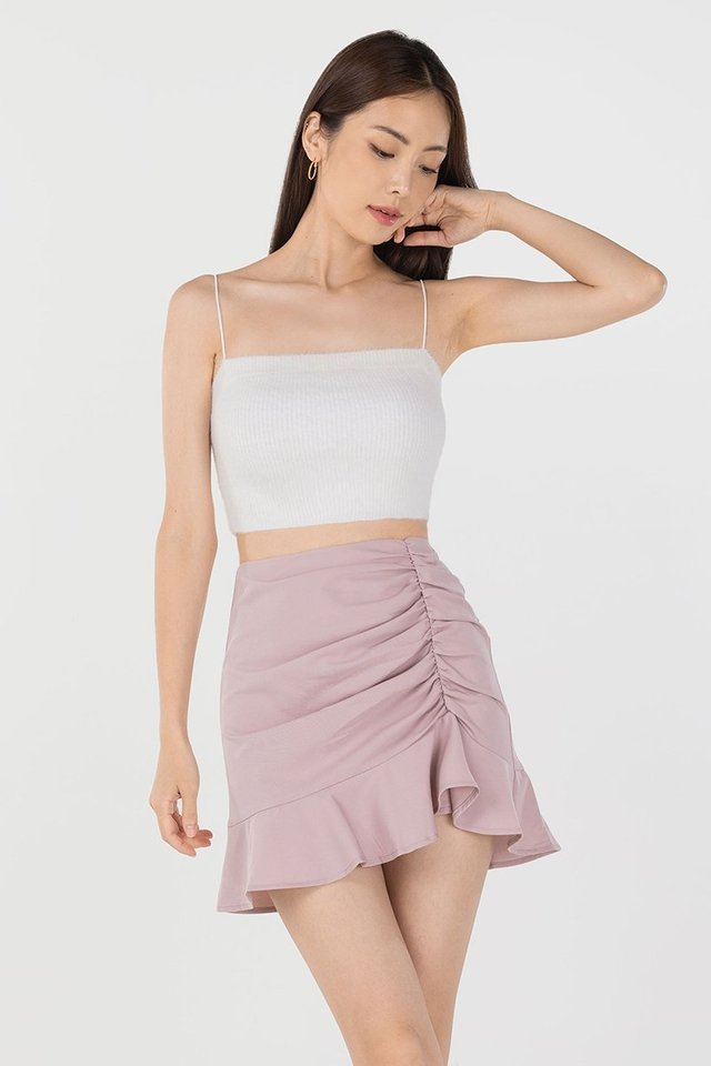 OASIS SOFT FUZZY KNIT CAMI CROP TOP #MADEBYLOVET (WHITE)