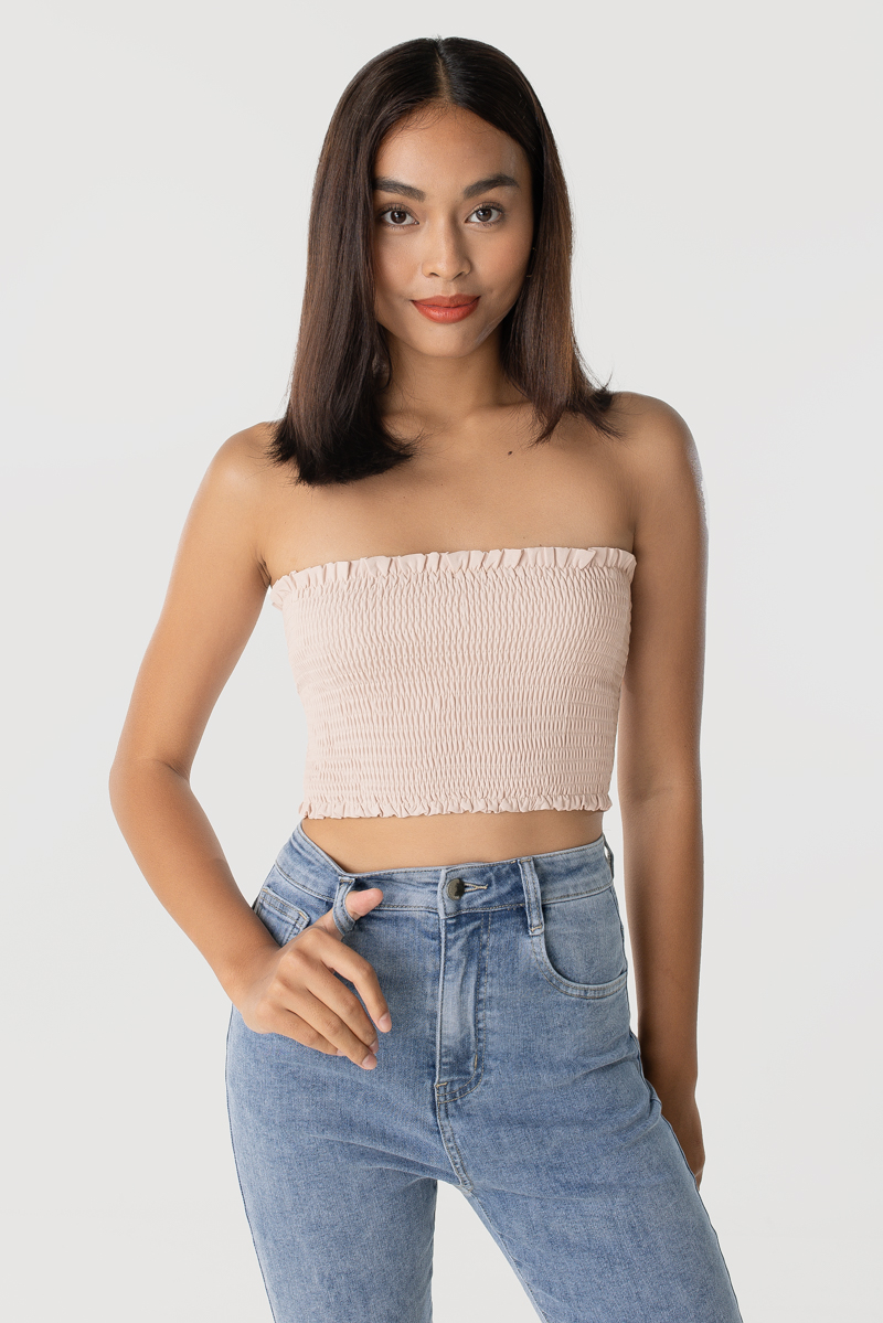 Smocked crop best sale tube top