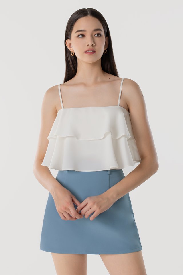 GIA LAYERED CAMI CROP TOP #MADEBYLOVET (WHITE) 